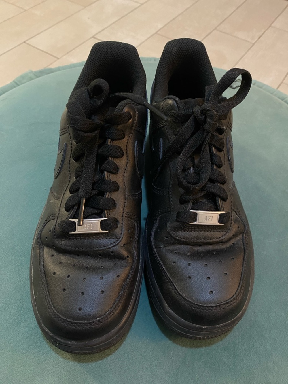 Women’s Black Leather Lace-Up Sneakers